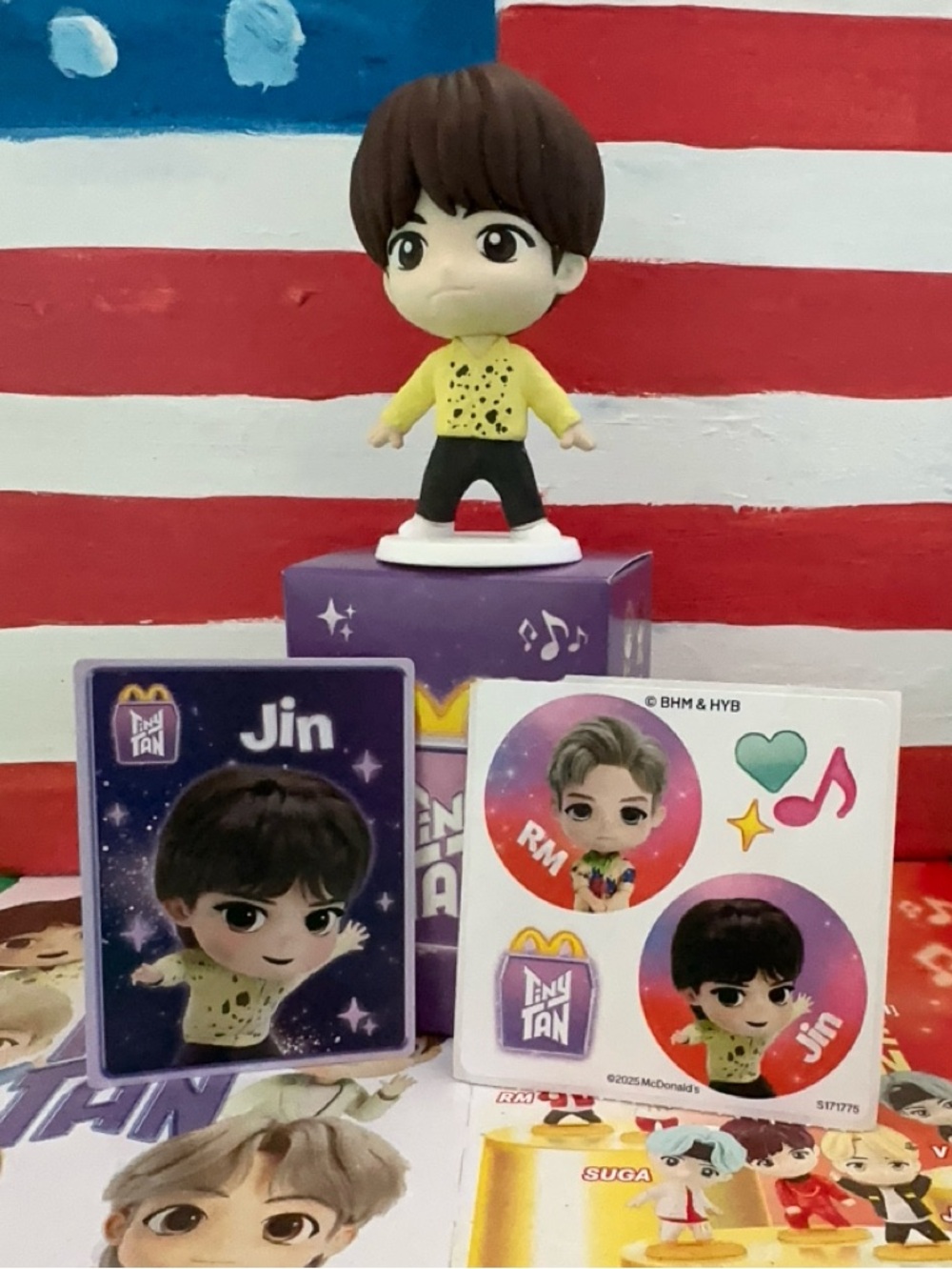 2025 McDonald's TinyTAN Jin Throwback Edition Happy Meal Toy with stickers